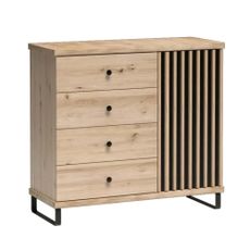 KONDELA Koli C-5 jednodverová komoda so zásuvkami dub artisan / čierna