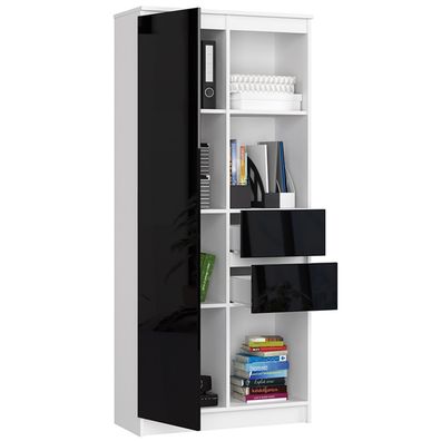Regál R15 R80 1D 2SZ-čierna / biela
