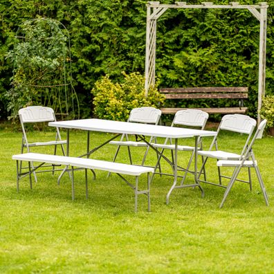 NABBI Vivas 1+2L cateringový skladací set 180x70 cm sivá / biela