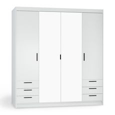 Šatníková skriňa so zrkadlom Elenas 4D 6S 176 x 190 x 53 cm - biela