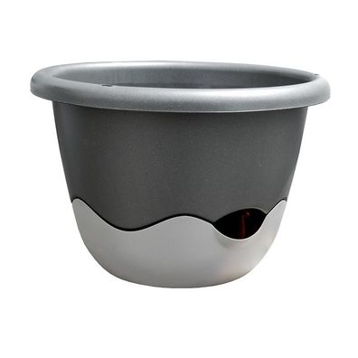 Samozavlažovací závesný kvetináč Mareta, čierna, 30 cm, Plastia, pr. 30 cm