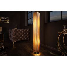 Estila Moderná stojaca lampa Paris s látkovým tienidlom zlatej farby 120cm