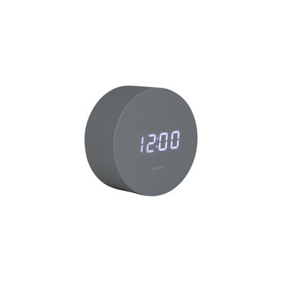 Karlsson 5981GY dizajnové LED hodiny s budíkom sivá, pr. 9 cm