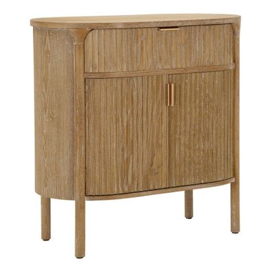 Estila Štýlový art deco hnedý oválny dvojdverový príborník Meer so zlatými úchytkami s výraznou drážkovanou štruktúrou 82 cm