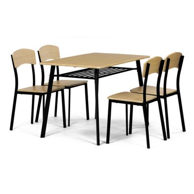 Jedálenský set Industrial so 4 stoličkami,  110 x70 x 76 cm, hnedá