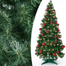 Pop-Up umelý vianočný stromček vrátane ozdôb a LED svetiel 150 cm | zelená