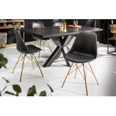 Estila Art-deco čierna jedálenská stolička Scandinavia z eko kože s kovovými nožičkami v zlatej farbe 85cm