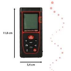 Digitálny laserový merač vzdialenosti vodotesný IP54 3mm/60m batériovo napájaný