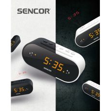 Sencor - Rádiobudík s LED displejom a projektorom 5W/230V 1xCR2032 čierna