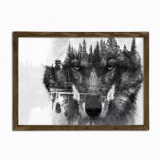 Wallity Nástenný obraz Wolf 50x70 cm čiernobiely