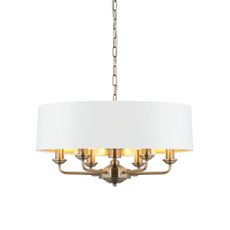 Endon 98933 - Luster na reťazi HIGHCLERE 6xE14/40W/230V biela/mosadz