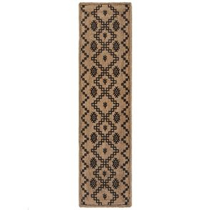 Flair Rugs koberce Behúň Printed Jute Rowen Natural/Black - 60x230 cm