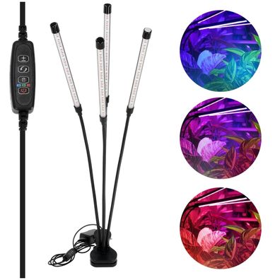 LED Stmievateľná lampa s klipom na pestovanie rastlín VITARO 4xLED/10W/230V čierna