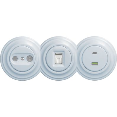 Kliklap - Retro USB zásuvka A+C bez rámika modrá