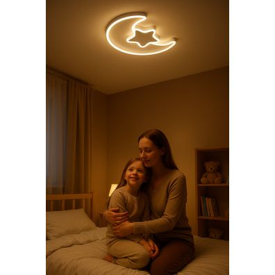 IKO LED stropná lampa s diaľkovým ovládačom – Mesiac s hviezdou
