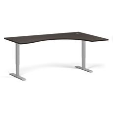 Ergonomický výškovo nastaviteľný stôl, 180x120 cm, 2 motory, L/P, sivá podnož, wenge