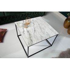 Estila Art-deco štýlový konferenčný stolík Elements Blanc z lešteného mramoru 50cm