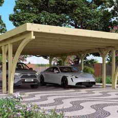 Drevený prístrešok / carport CLASSIC 3C s plechmi Lanitplast