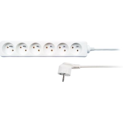 Solight predlžovací kábel, 6 zásuviek, biely, 1,5m