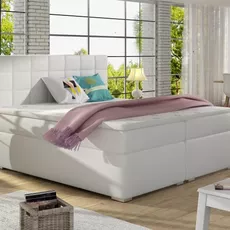 Posteľ Boxspring Alicia 200 x 180, biela (koženka - ba 06)