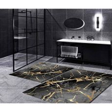Čierne/v zlatej farbe kúpeľňové predložky v súprave 2 ks 60x100 cm Cracks – Mila Home