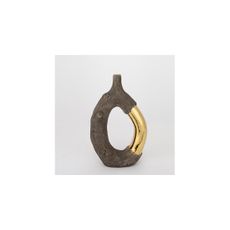 Keramická váza 31,5x20x8 cm hnedá/zlatá