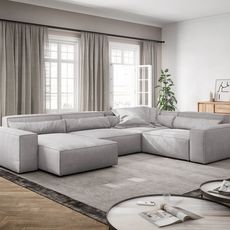 Pohovka v tvare U Sirpio XL 360x260 cm manšestrová strieborná sivá