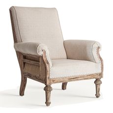 Estila Luxusné vintage kreslo Gretchen s béžovým čalúnením a vysokou chrbtovou opierkou 104 cm