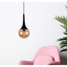 Čierne závesné svietidlo so skleneným tienidlom ø 15 cm Horn – Squid Lighting