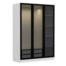 Štýlová šatníková skriňa Kale 210 x 135 x 52 cm, bielo – dymová