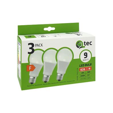 Žiarovka LED QTEC 9W A60 E27 4200K 3PACK