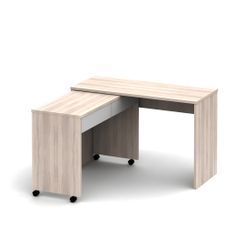 Rozkladací PC stôl so šuplíkmi, dub sonoma/biela, VERSAL NEW