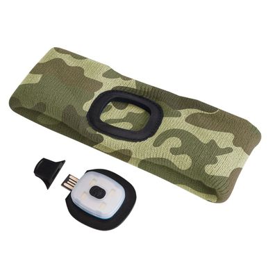 Čelenka s čelovkou 45lm, nabíjecí, USB, univerzální velikost, maskáčová SIXTOL