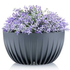 PLASTOVÝ KVETINÁČ STRIPPED ECO 16X30 CM ANTRACITOVÁ