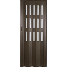 Hopa Plastové zhrňovacie dvere Matrix presklené orech tmavý 87 x 200 cm