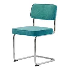 Tyrkysová menčestrová jedálenská stolička Rupert – Unique Furniture