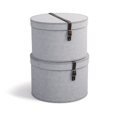Svetlosivé kartónové úložné boxy s vekom v súprave 2 ks ø 37,5x25,5 cm Rut – Bigso Box of Sweden
