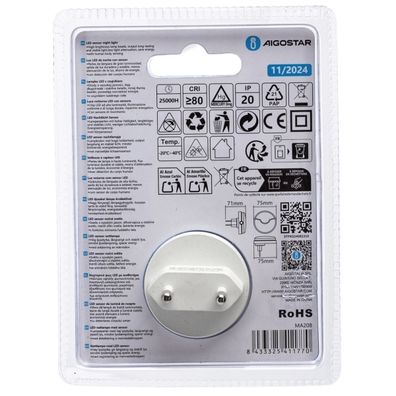 Aigostar - LED Nočné svetlo so senzorom LED/0,5W/230V 6500K