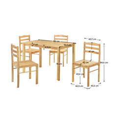Jedálenský set 1+4, masívne drevo, prírodná, LOAK