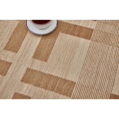 Diamond Carpets India , Ručne viazaný kusový koberec Leonidas DESP P124 Beige Mix, 140x200, béžová, hnedá, chodba / predsieň