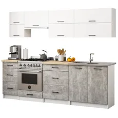 Ak furniture Kuchyňská linka Olivie G2 2,4 m bílá/beton/dub sonoma
