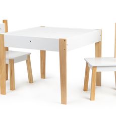 EcoToys Detský drevený stôl so stoličkami - biely