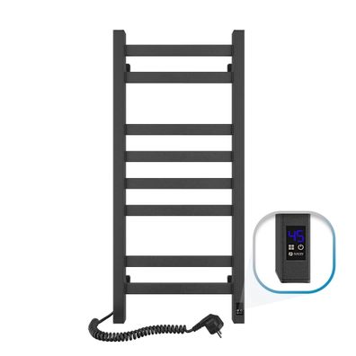 Kúpeľňový rebríkový radiátor s termostatom AVANGARD 251W/230V 80,6 cm IP44 čierny ľavý