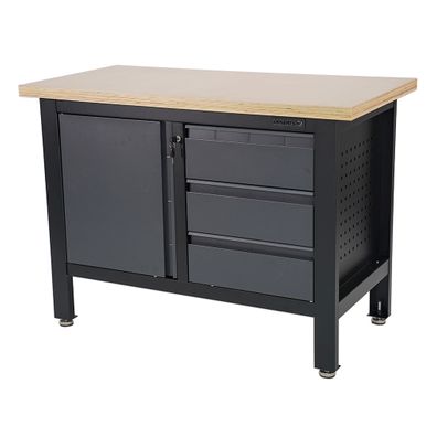 Pracovný dielenský stôl Matabro MB-TSK5413-L | 3 zásuvky | 1 skrinka | 1200 x 600 x 860 - 900 mm