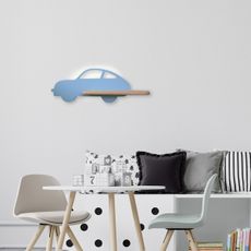 LED Detské nástenné svietidlo s poličkou CAR LED/5W/230V modrá/drevo
