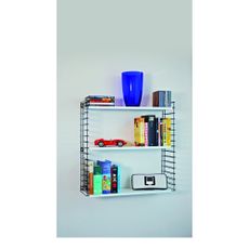 Čierny trojposchodový regál s bielymi policami Metaltex Libro, šírka 70 cm