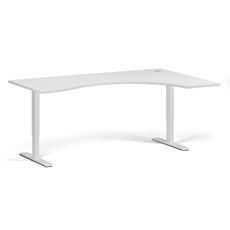 Ergonomický výškovo nastaviteľný stôl, 180x120 cm, 2 motory, L/P, biela podnož, biela