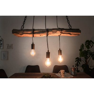 Estila Industriálna závesná lampa Barracuda z masívneho dreva a kovu 73cm