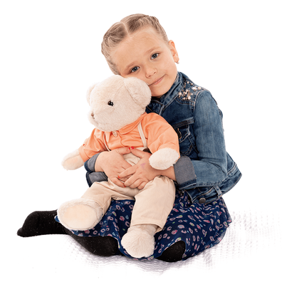 Plyšový medvedík, smotanová/oranžová, 45cm, MADEN BOY TYP1