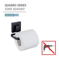 Čierny samodržiaci držiak na toaletný papier z nehrdzavejúcej ocele Quadro – Wenko